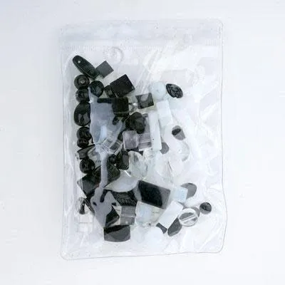 Black and White Pressed Glass Bead Mix