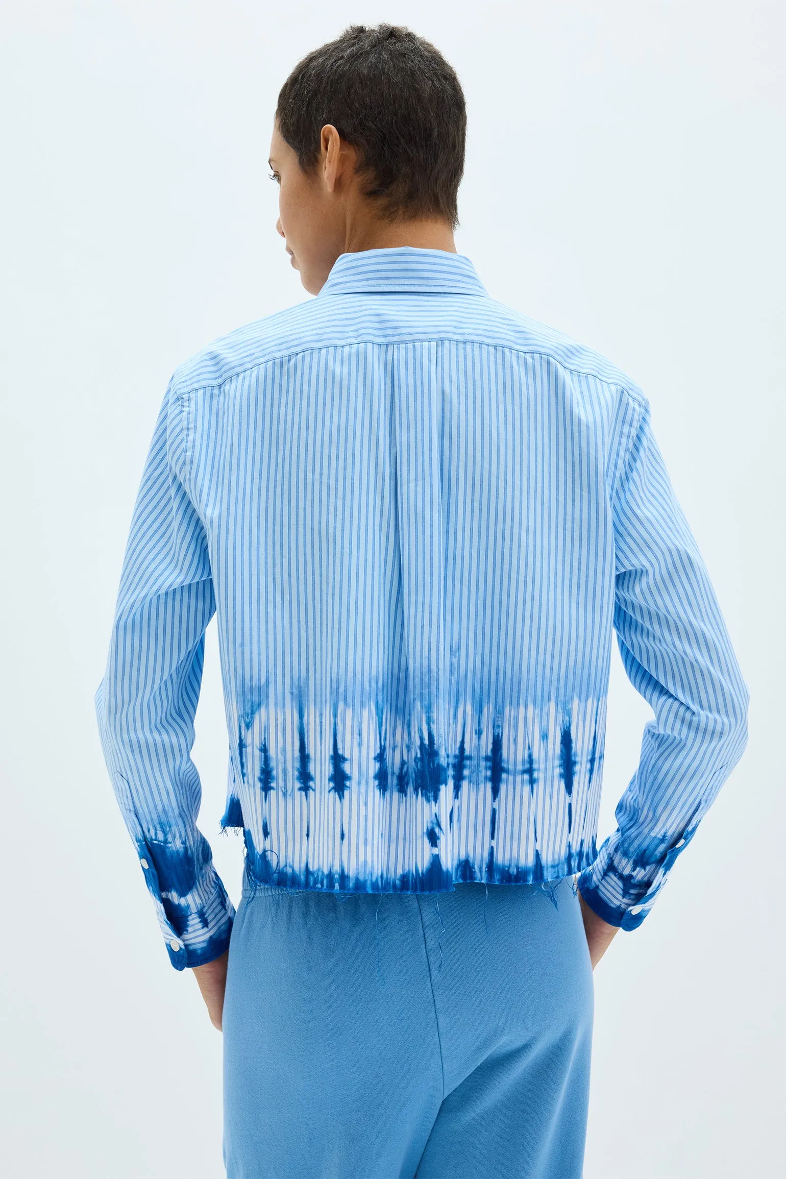 Blue Cropped Painter Shirt