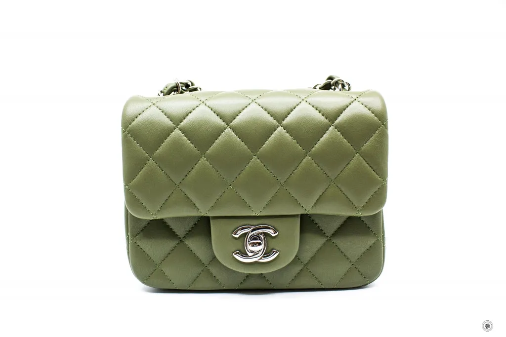 Chanel A35200 Y01480 Classic Mini Square Avocado   ND356 Lambskin 17CM Shoulder Bags Shw