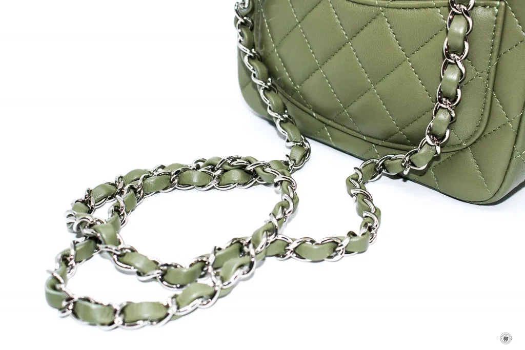 Chanel A35200 Y01480 Classic Mini Square Avocado   ND356 Lambskin 17CM Shoulder Bags Shw