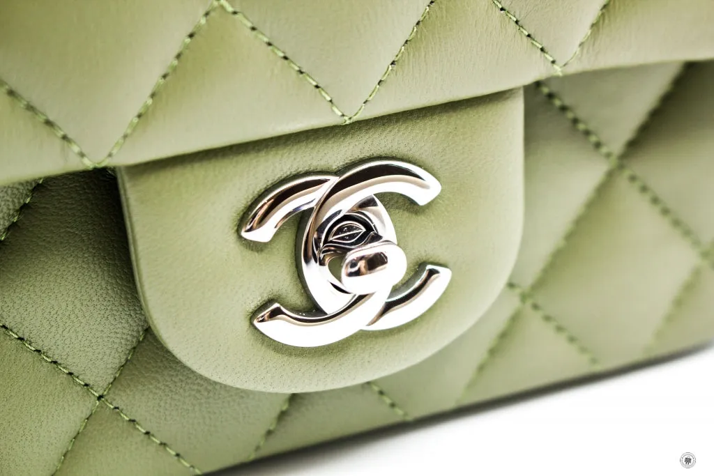 Chanel A35200 Y01480 Classic Mini Square Avocado   ND356 Lambskin 17CM Shoulder Bags Shw
