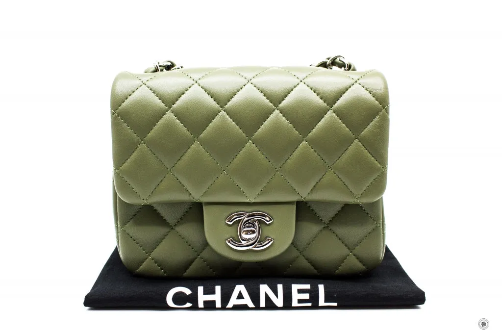 Chanel A35200 Y01480 Classic Mini Square Avocado   ND356 Lambskin 17CM Shoulder Bags Shw