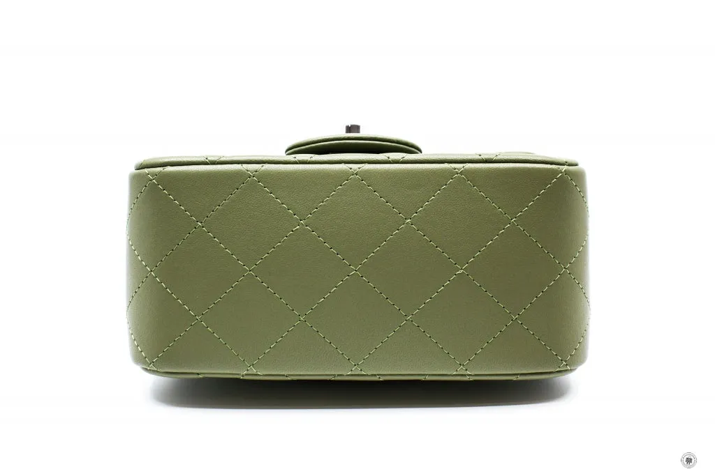 Chanel A35200 Y01480 Classic Mini Square Avocado   ND356 Lambskin 17CM Shoulder Bags Shw