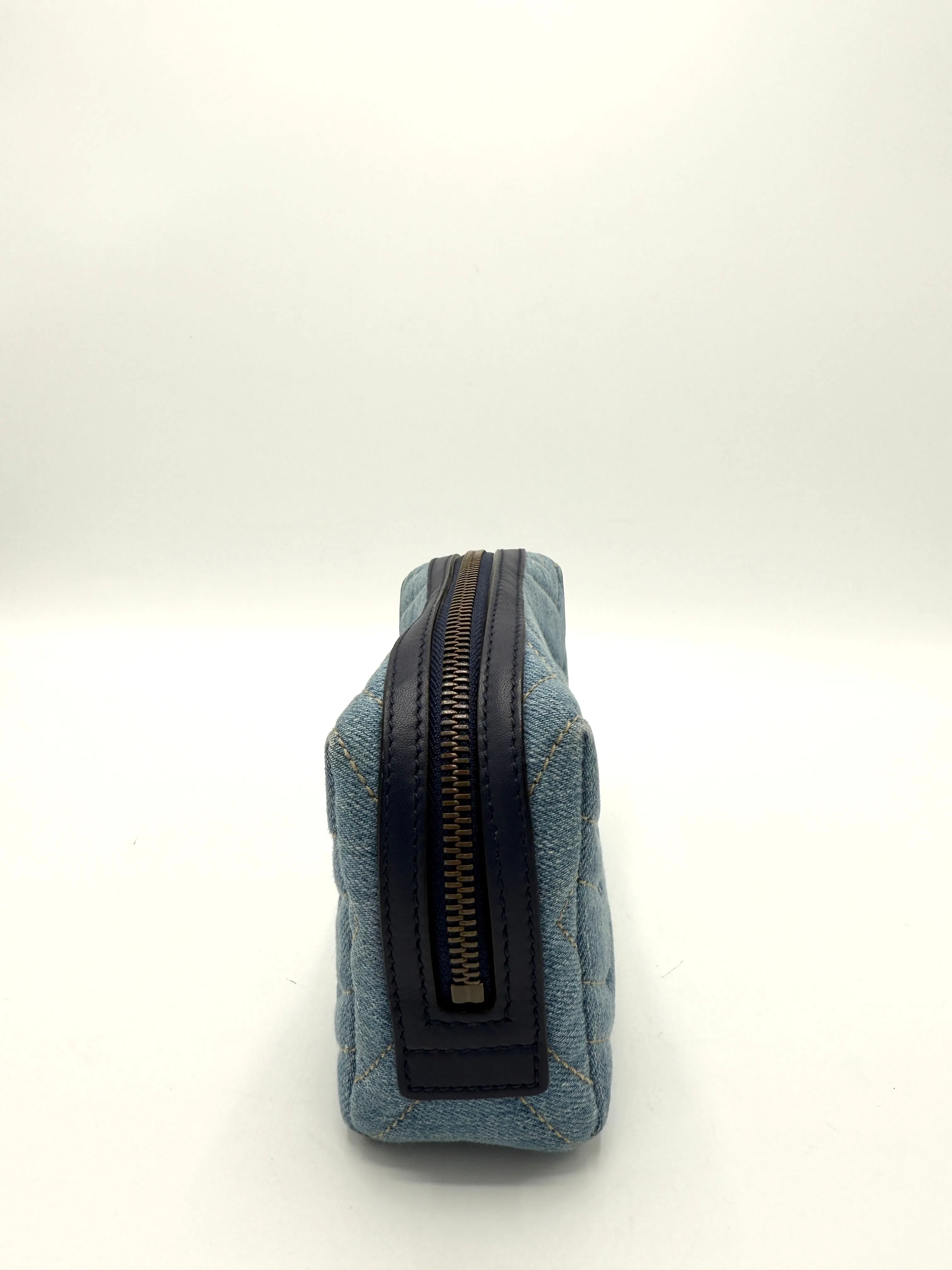 GG Pearly Marmont Denim Zip Toiletry Pouch