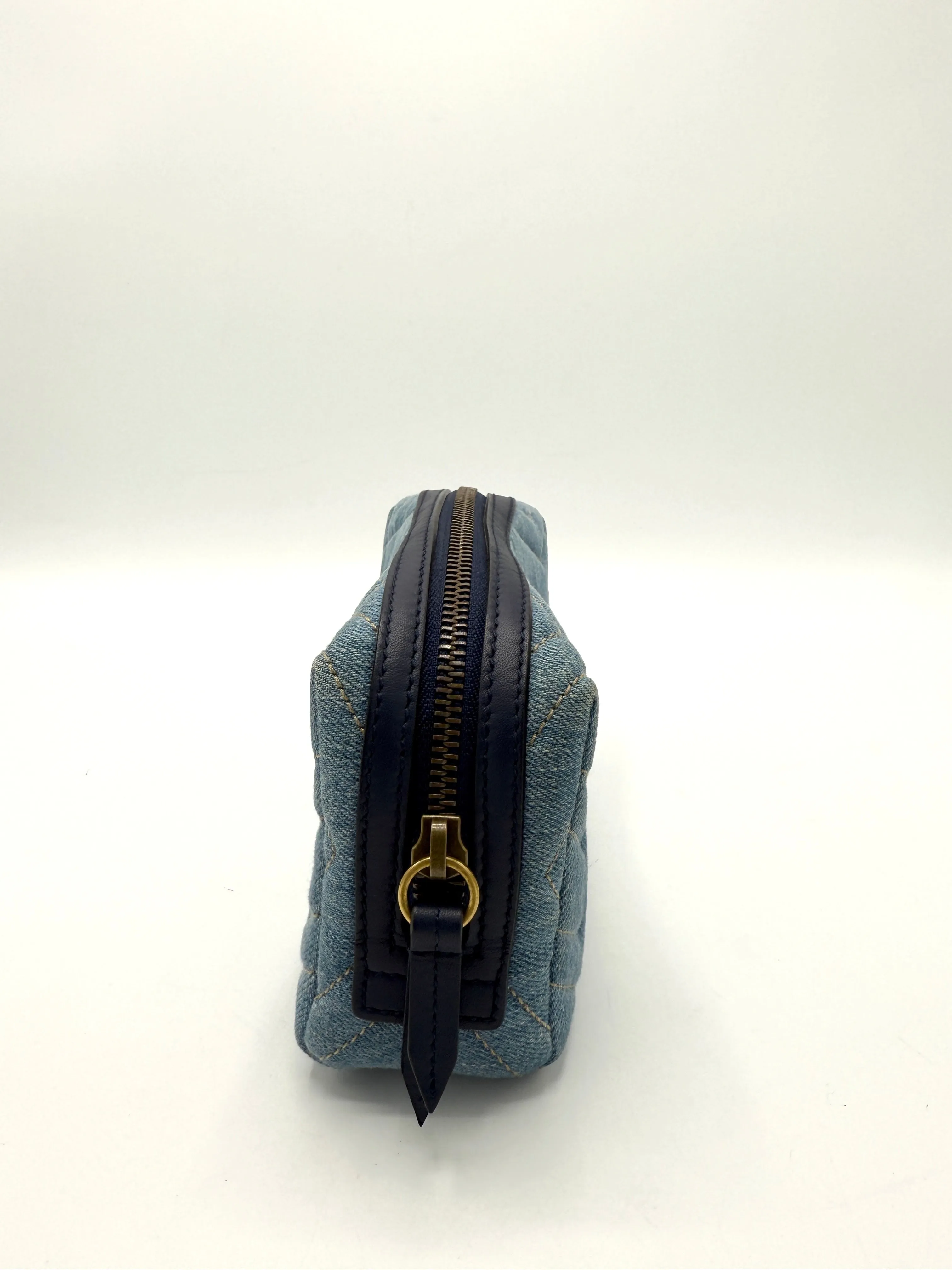 GG Pearly Marmont Denim Zip Toiletry Pouch