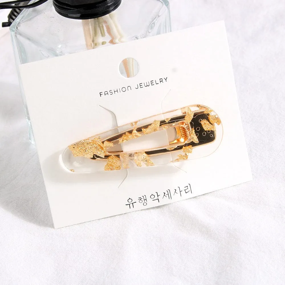 Gold & Silver Foil Clear Hair Clip