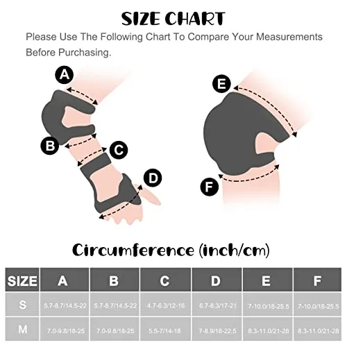 Iyoyo Knee Pads for Kids, Protective Gear Set for 6-13 Years Old Girls Boys Youth (Medium, Black)