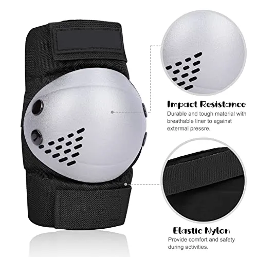 Iyoyo Knee Pads for Kids, Protective Gear Set for 6-13 Years Old Girls Boys Youth (Medium, Black)