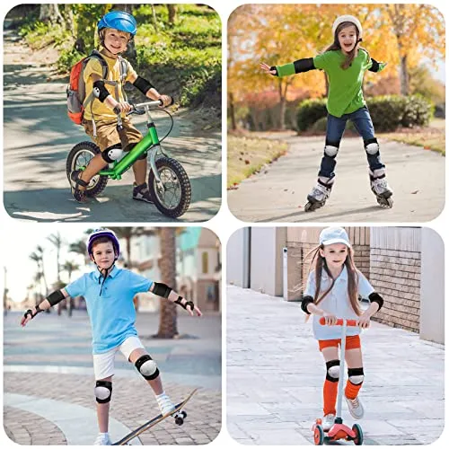 Iyoyo Knee Pads for Kids, Protective Gear Set for 6-13 Years Old Girls Boys Youth (Medium, Black)