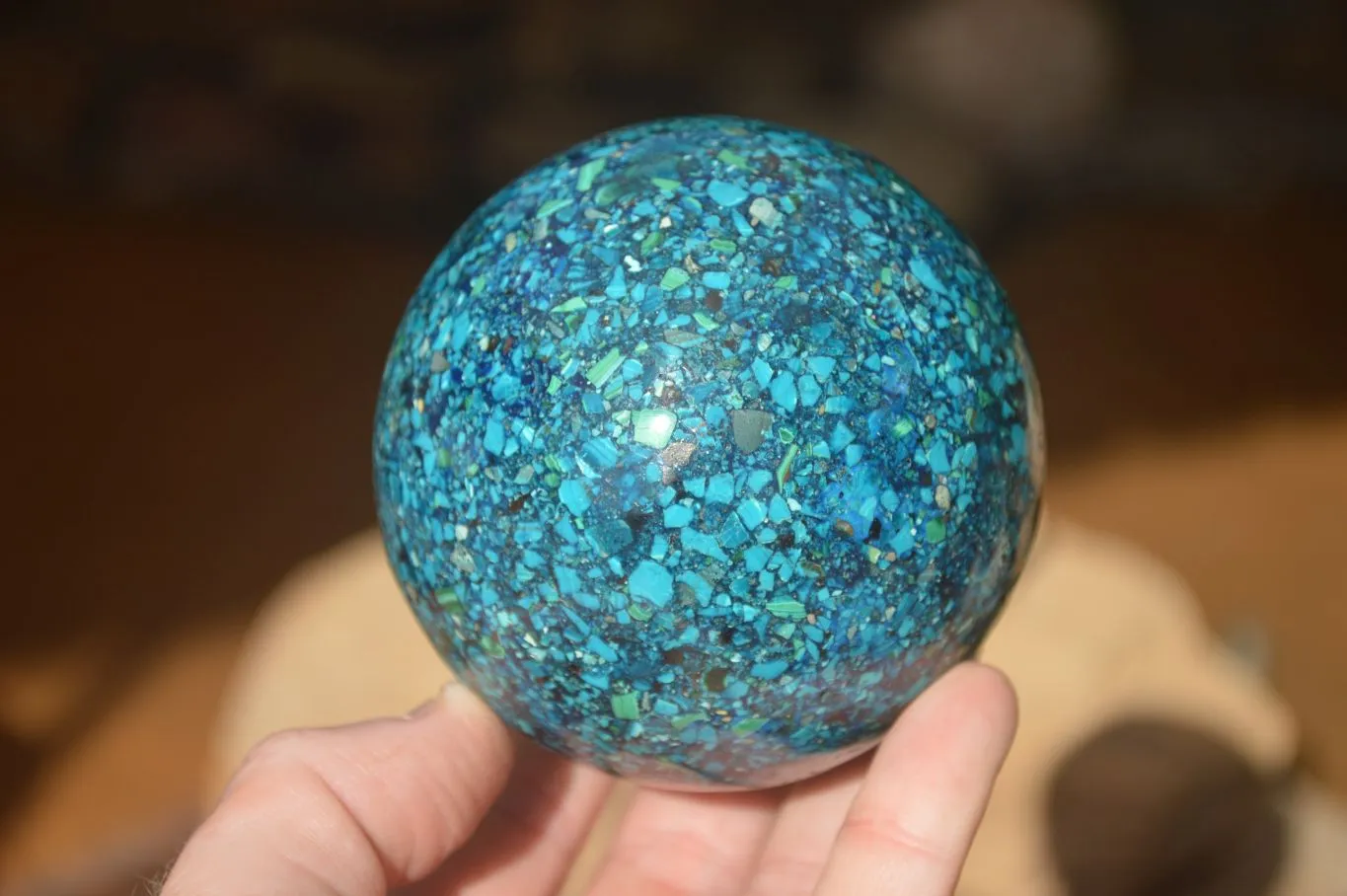 Polished  Conglomerate Chrysocolla Sphere With Azurite & Malachite  x 1 From Congo