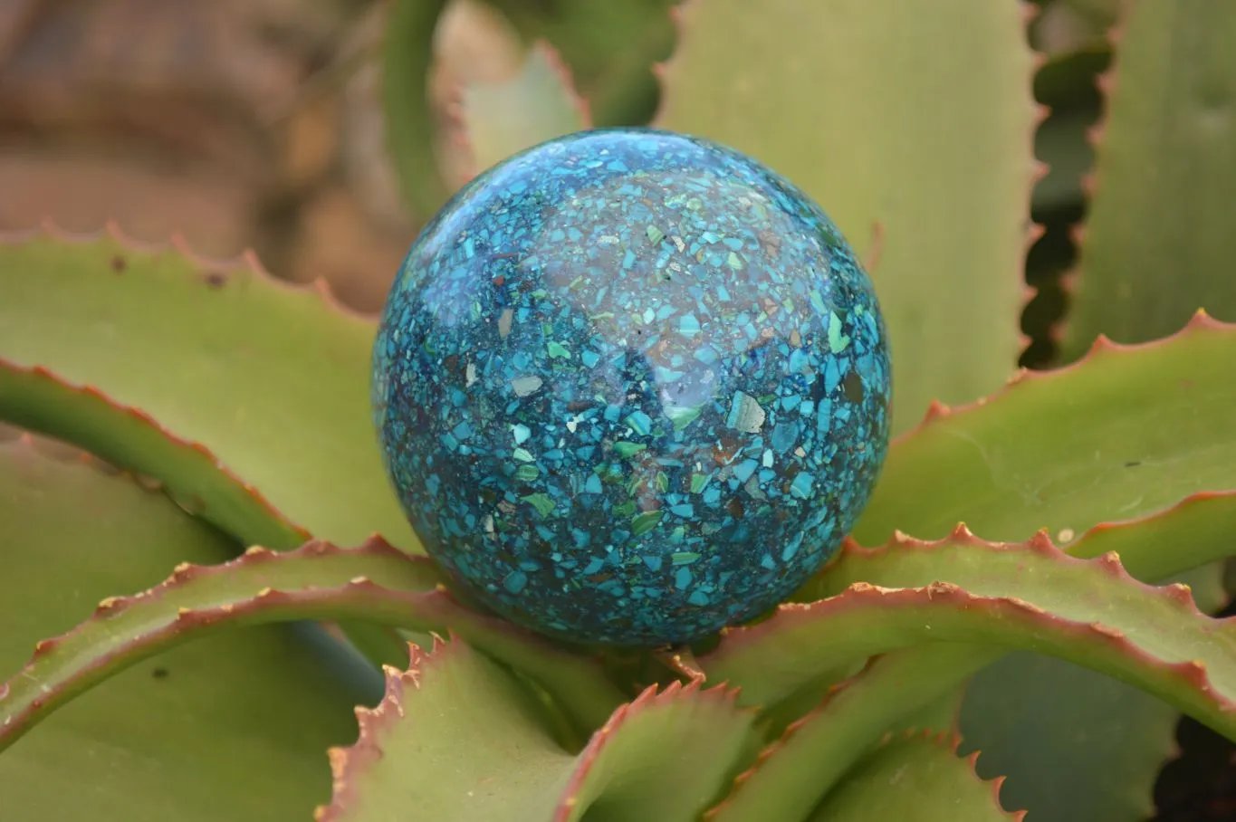 Polished  Conglomerate Chrysocolla Sphere With Azurite & Malachite  x 1 From Congo