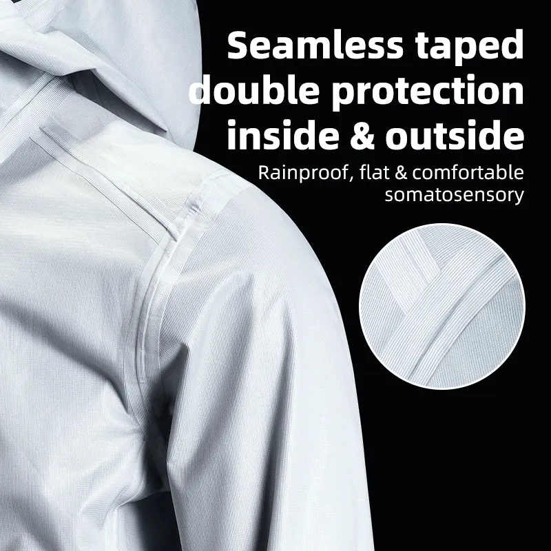 ROCKBROS Waterproof Cycling Rain Jacket with Hood, Lightweight Reflective Road to Sky