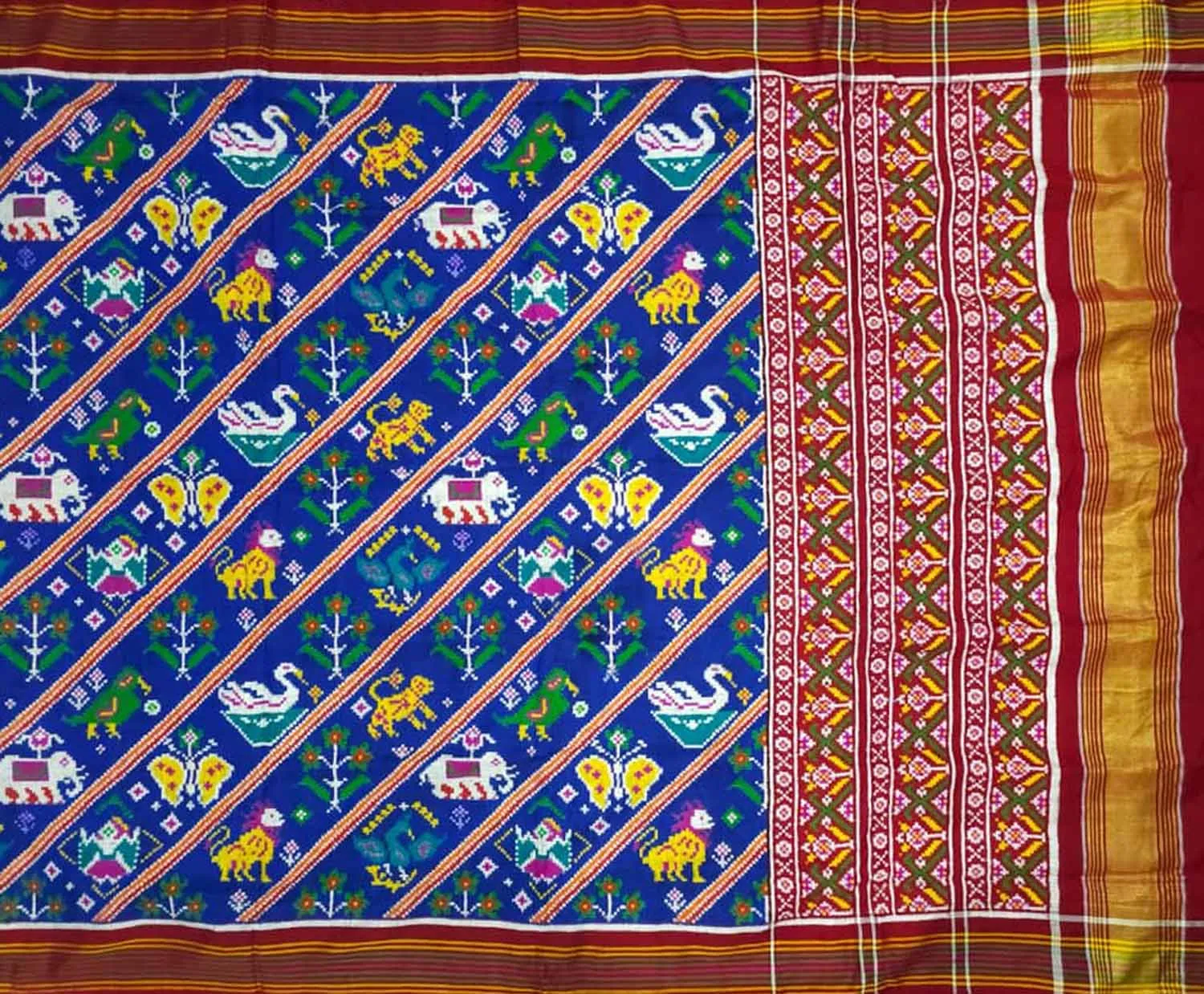 Stunning Blue Patan Patola Double Ikat Silk Saree