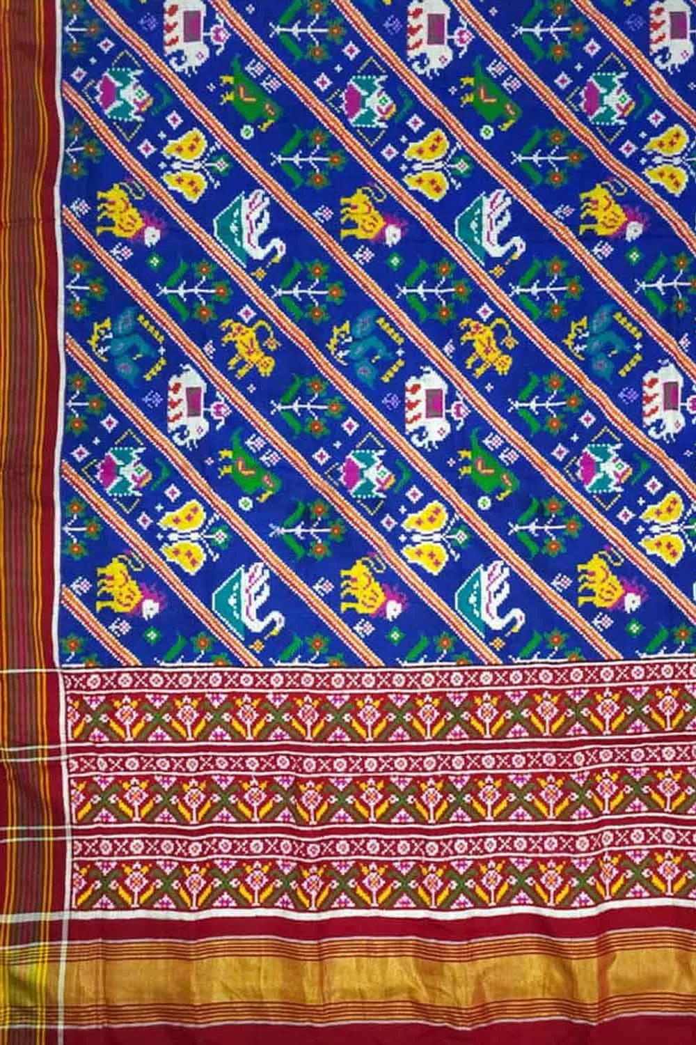 Stunning Blue Patan Patola Double Ikat Silk Saree