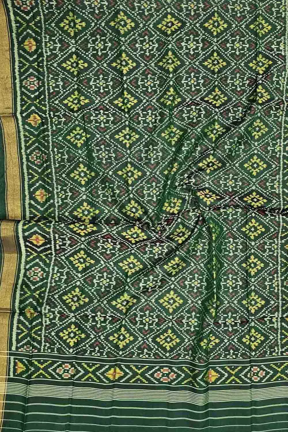 Stunning Green Patola Handloom Single Ikat Silk Dupatta