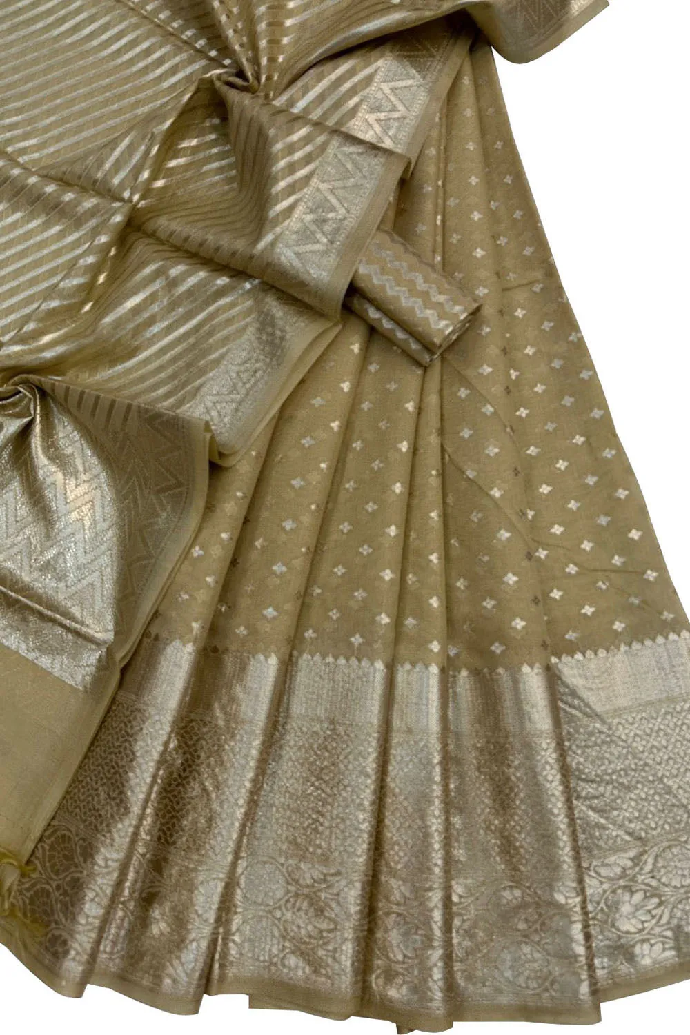 Stunning Pastel Banarasi Chanderi Lehenga Set with Dupatta