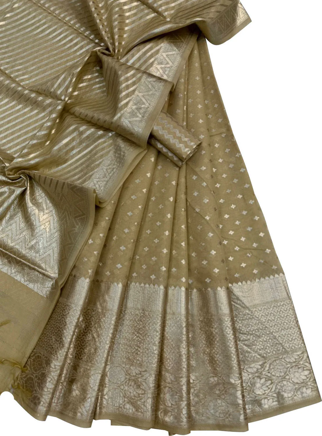 Stunning Pastel Banarasi Chanderi Lehenga Set with Dupatta