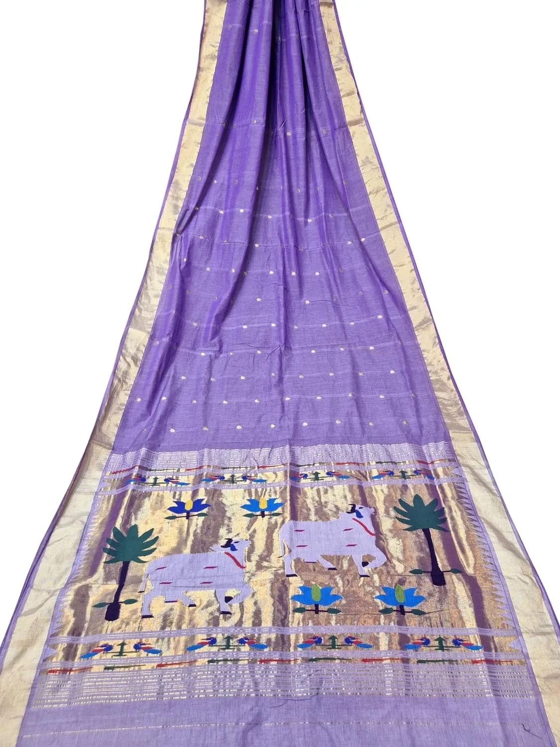Stunning Purple Paithani Handloom Pure Cotton Saree