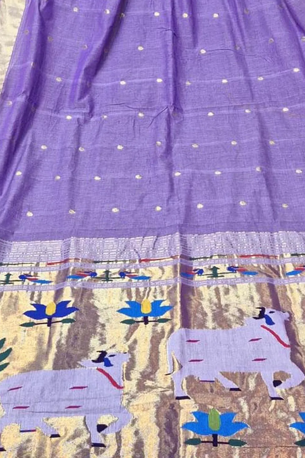 Stunning Purple Paithani Handloom Pure Cotton Saree