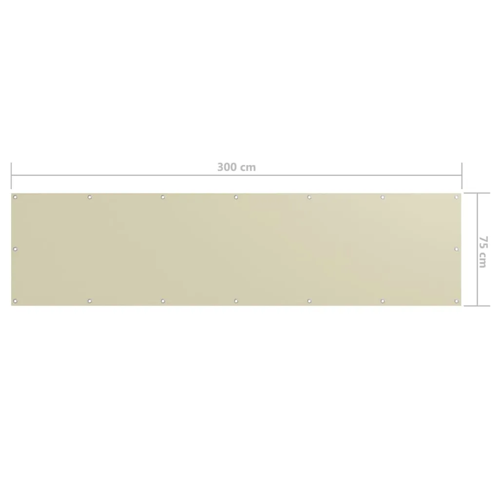 vidaXL Balcony Screen Cream 75x300 cm Oxford Fabric