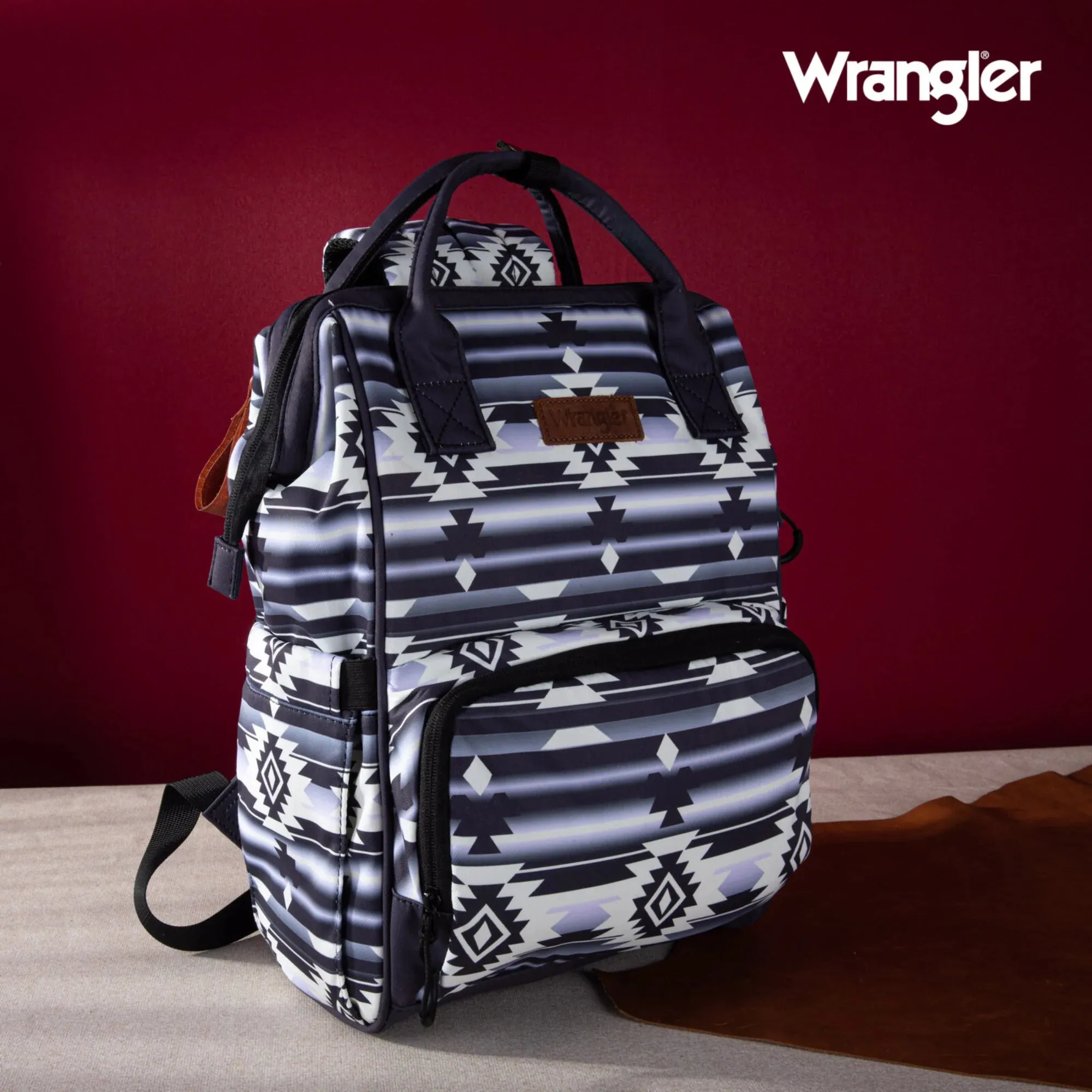 Wrangler Southwestern Pattern Dual Sided Print Multi-Function Backpack