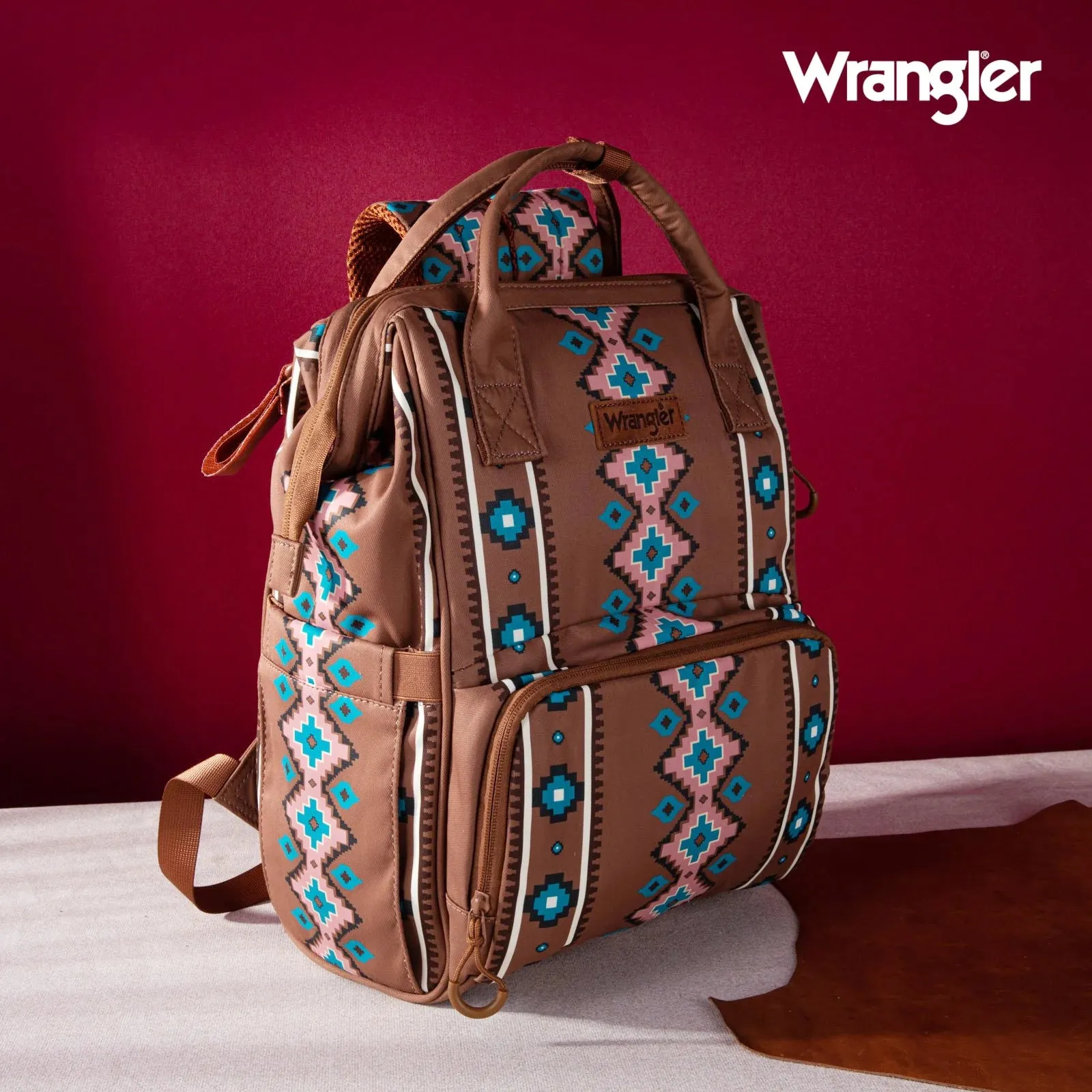 Wrangler Southwestern Pattern Dual Sided Print Multi-Function Backpack