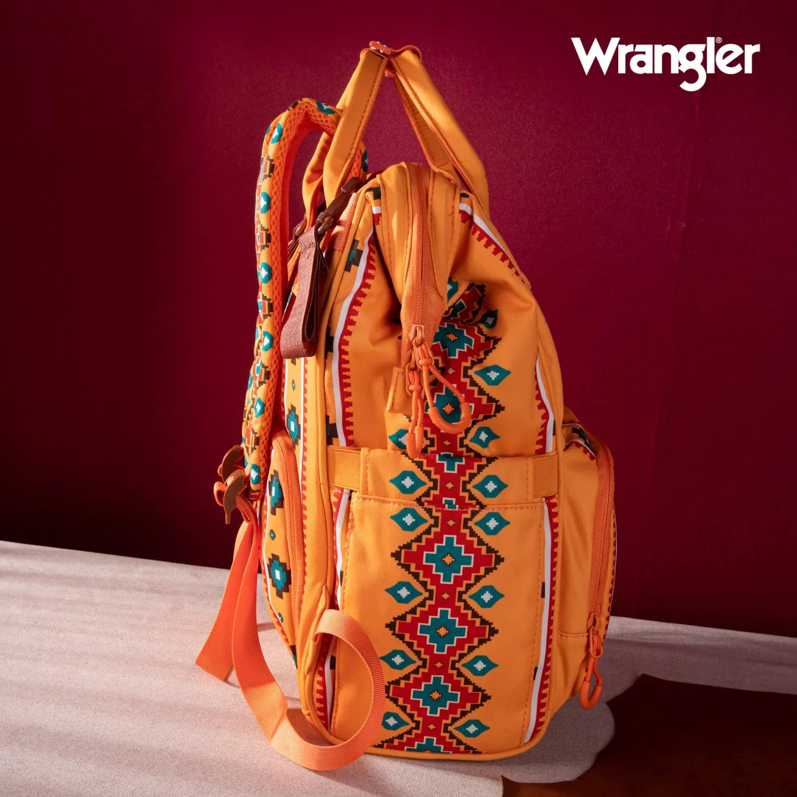 Wrangler Southwestern Pattern Dual Sided Print Multi-Function Backpack